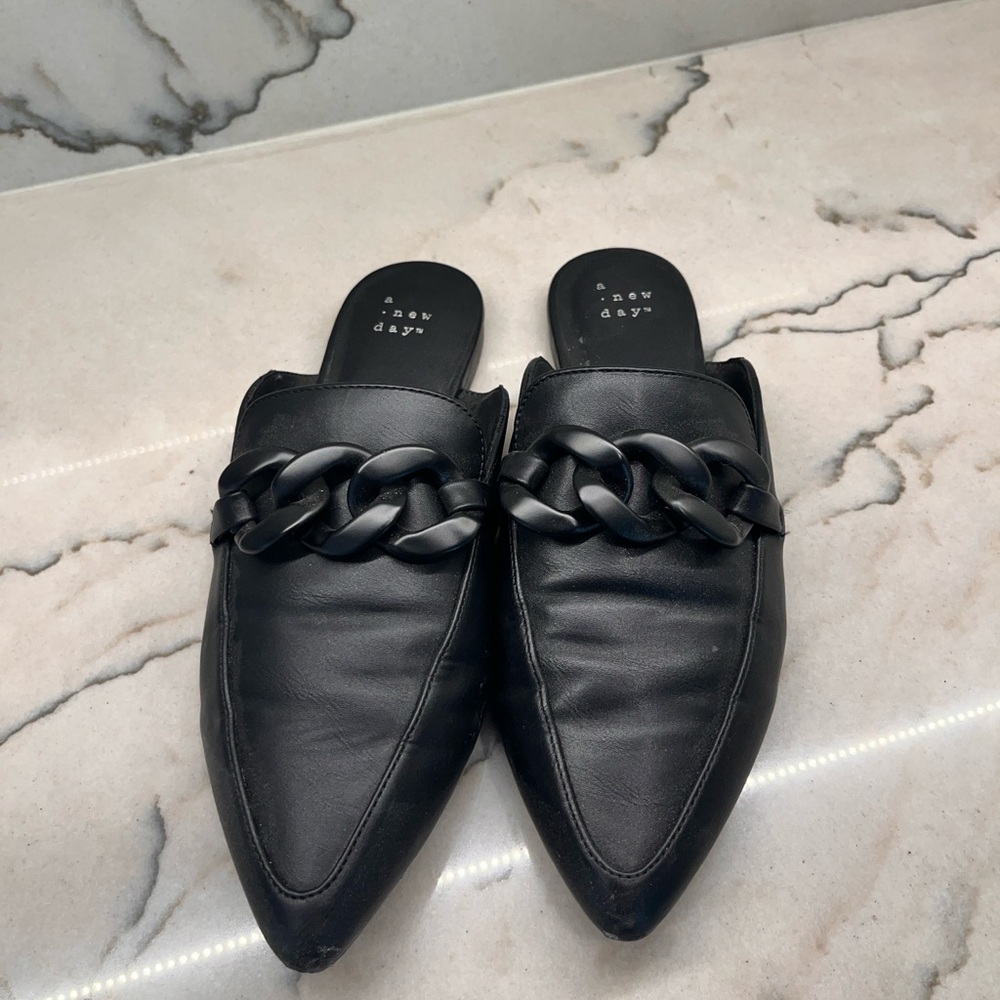 A New Day Black Chain Detail Mules